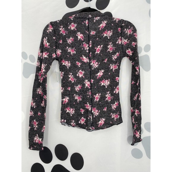 Free People NWT One of the Girls Printed Henley Pink Floral Long Sleeve Top New - Picture 7 of 13